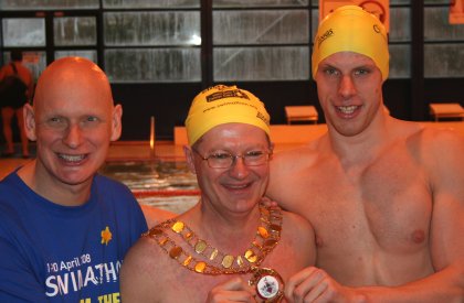Duncan Goodhew swims in Swindon