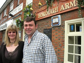Gary and Amanda Farrell outside The Borough Arms